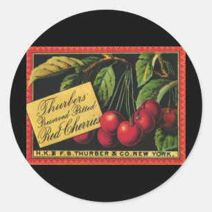  fruitkratelkunst, Thurber Cherries Ronde Sticker
