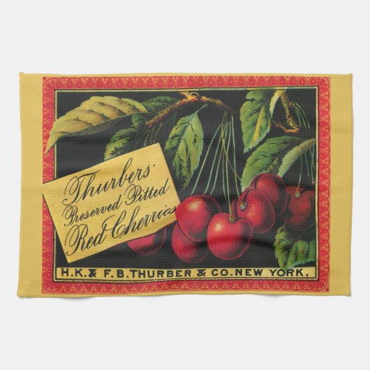 fruitkratelkunst, Thurber Cherries Theedoek (Horizontaal)