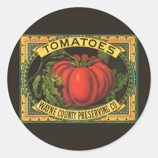  fruitkratelkunst, Wayne Co Tomaten Ronde Sticker (Voorkant)