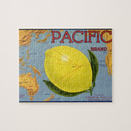  fruitkratenlabel Art Pacific Lemon Citrus Legpuzzel (Horizontaal)