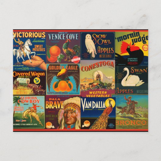  fruitkratenlabels briefkaart (Voorkant)