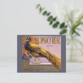 fruitkrattenlabel Art El Pavo Peacock Bird (Staand voorkant)