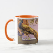  fruitkrattenlabel Art El Pavo Peacock Bird Mok (Links)