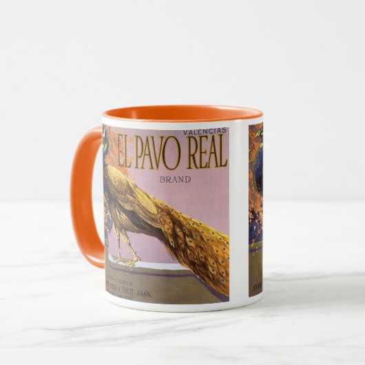  fruitkrattenlabel Art El Pavo Peacock Bird Mok (Voorkant links)