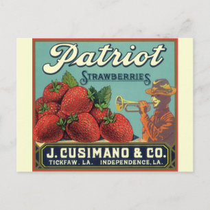 fruitkrattenlabel Art Patriot-aardbeien Briefkaart