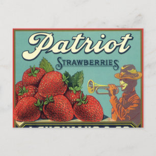  fruitkrattenlabel Art Patriot-aardbeien Briefkaart