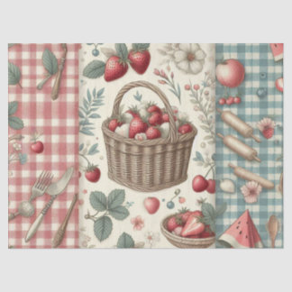 Fruitmand Gingham Plezier Tissuepapier
