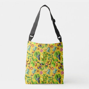 Fruitpatroon op gele achtergrond crossbody tas