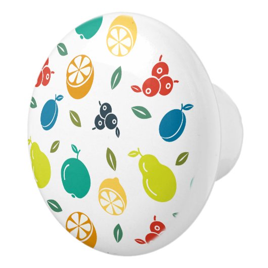 Fruitpatroon, Plum, Sinaasappel, Citroen, Pear, Ap Keramische Knop (Rechts)
