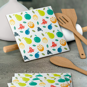 Fruitpatroon, Plum, Sinaasappel, Citroen, Pear, Ap Tegeltje