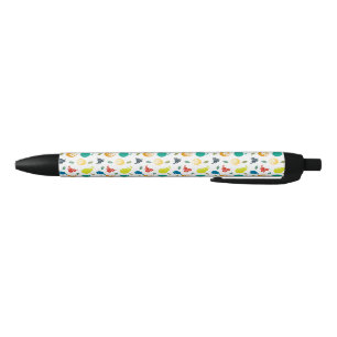 Fruitpatroon, Plum, Sinaasappel, Citroen, Pear, Ap Zwarte Inkt Pen