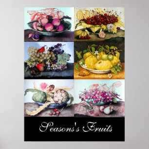 Fruitplaten /Kersen,Citroenen,Druiven ,Artisjokken Poster