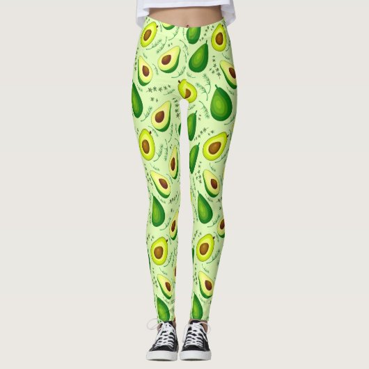 Fruits Background Avocado Pattern Leggings (Voorkant)