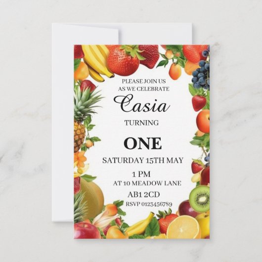 Fruits Birthday Invitation Personalized Card (Devant)