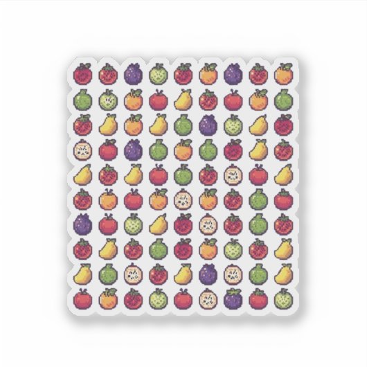 Fruits Colorés Pixelisés ArtVinyl Autocollant 32-b (Devant)