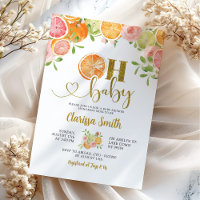Fruits d'agrumes été Oh Baby shower Invitation