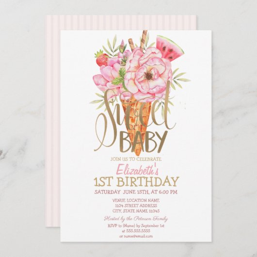 Fruits de crème glacée cool triés Invitation d'ann (Devant / Derrière)