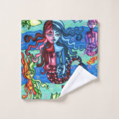 Fruits de mer Poisson Abstrait peinture originale (Gant de toilette)