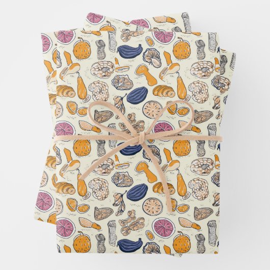 Fruits en groenten Food Pattern Inpakpapier Vel (In situ)