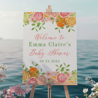 Fruits et fleurs d'agrumes Affiche de bienvenue Ba