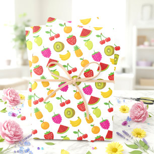 Fruits Food Pattern Colorful Strawberry Watermeloe Inpakpapier Vel