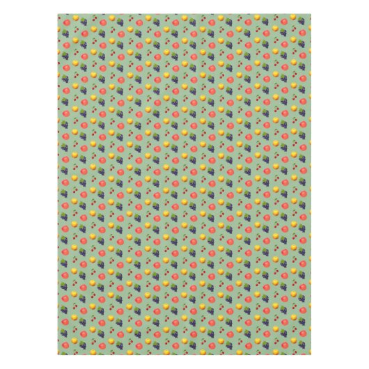 Fruits frais assaisonnés sur nappes vert laurier (Devant)