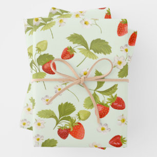 Fruits fraises, Feuilles et fleurs