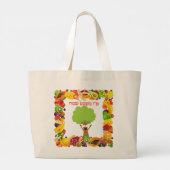 Fruits Hebrew Happy Tu B'shvat Grote Tote Bag (Achterkant)