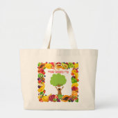 Fruits Hebrew Happy Tu B'shvat Grote Tote Bag (Voorkant)