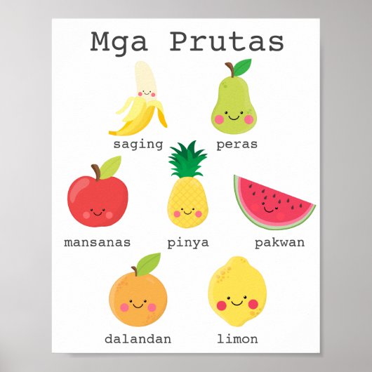 Fruits in Filipino Kids Learning Poster (Devant)