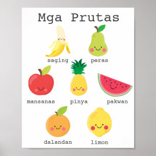 Fruits in Filippino Kinder Learning Poster