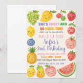 Fruits tropicaux colorés Invitation Anniversaire (Devant / Derrière)