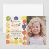 Fruits tropicaux colorés Invitation Anniversaire (Devant / Derrière)