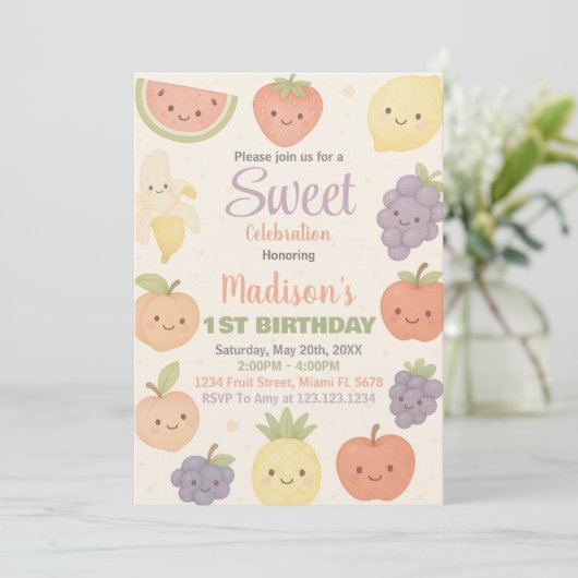 Fruits tropicaux Invitation d'anniversaire (Debout devant)
