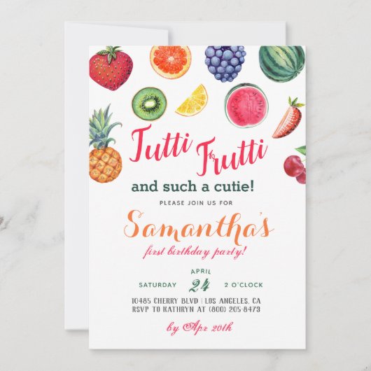Fruits Tutti Frutti Invitation Anniversaire (Devant)