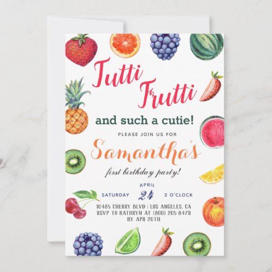 Fruits Tutti Frutti Invitation Anniversaire (Devant)