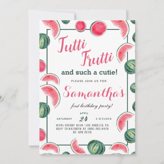 Fruits Tutti Frutti Invitation Anniversaire (Devant)