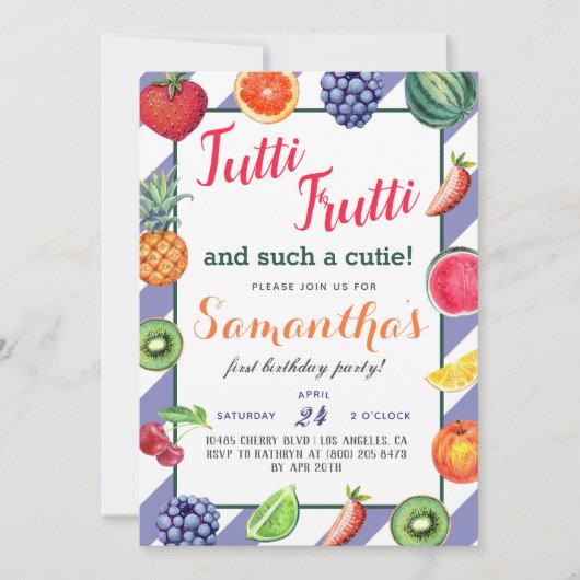Fruits Tutti Frutti Invitation Anniversaire (Devant)