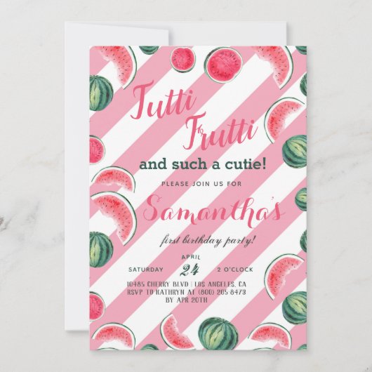 Fruits Tutti Frutti Invitation Anniversaire (Devant)