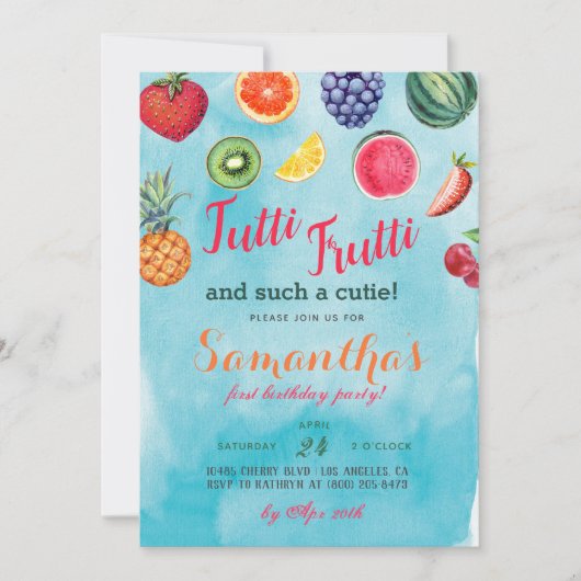 Fruits Tutti Frutti Invitation Anniversaire (Devant)