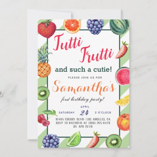 Fruits Tutti Frutti Invitation Anniversaire (Devant)