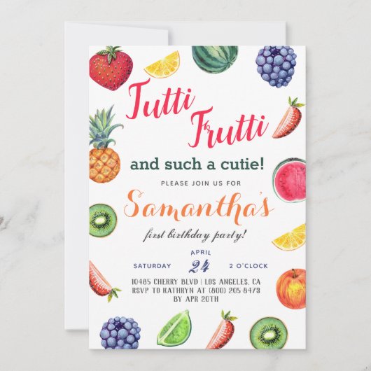 Fruits Tutti Frutti Invitation Anniversaire (Devant)