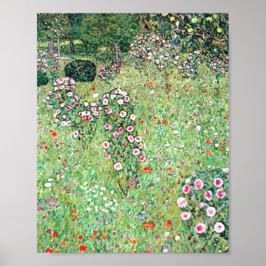 fruittuin met Rozen van Gustav Klimt Poster (Voorkant)