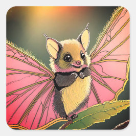 Fruitvleermuis baby vierkante sticker
