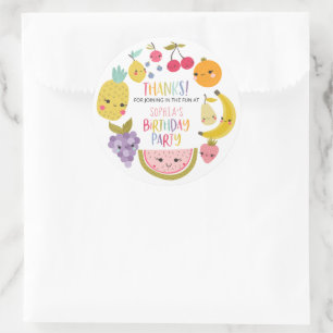 Fruity Birthday Party Dank u voor Ronde Sticker