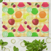 Fruity fruits Yellow Gingham Checkute Theedoek (Gevouwen)