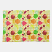 Fruity fruits Yellow Gingham Checkute Theedoek (Horizontaal)