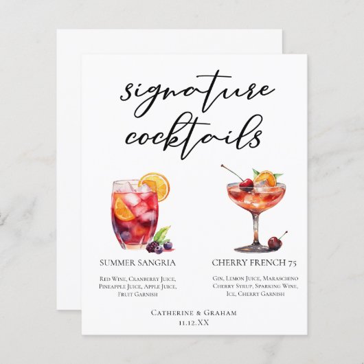 Fruity Mariage Signature Cocktails Menu (Devant / Derrière)