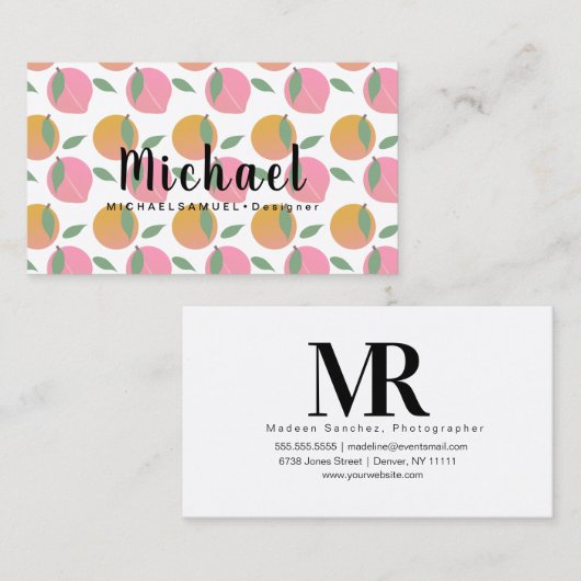 Fruity Peach Oranje Interior Hair Salon Designer Visitekaartje (Voorkant / Achterkant)