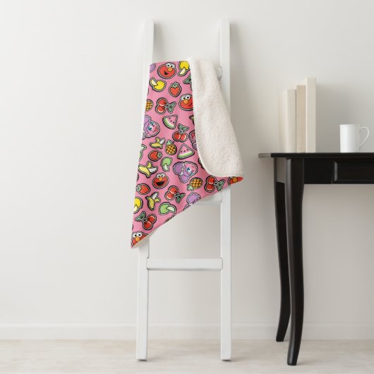 Fruity Sticker Elmo & Abby Cadabby Pattern Sherpa Deken (In situ)